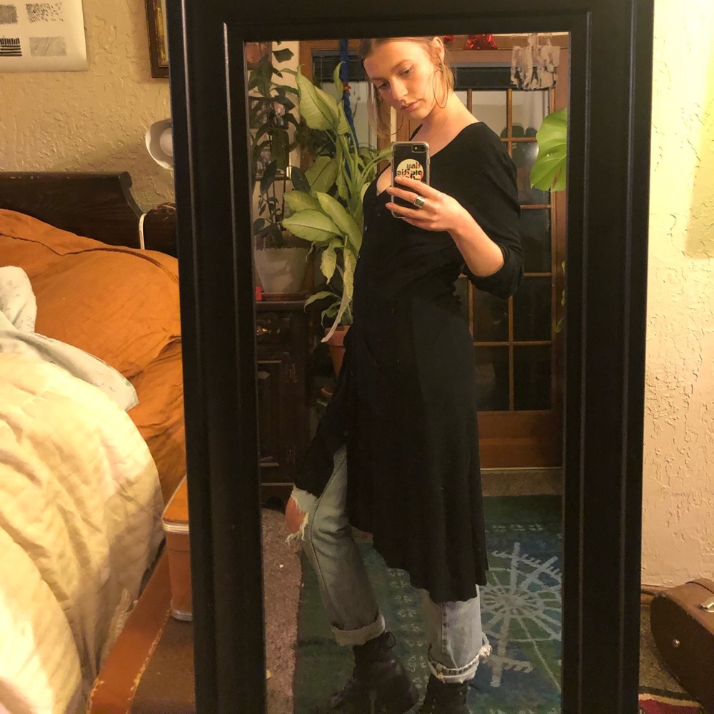 Long sleeved, button down dress